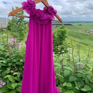 Ted Baker. Purple/Pink ruffled collared dress